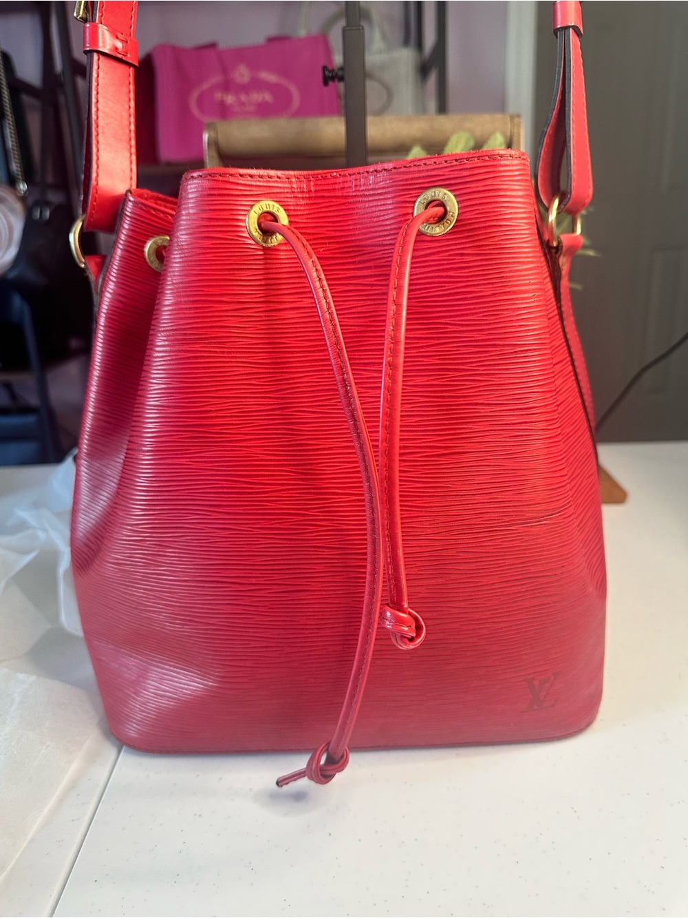Louis Vuitton Red Epi Leather Drawstring Hobo Bag - Picture 6 of 11